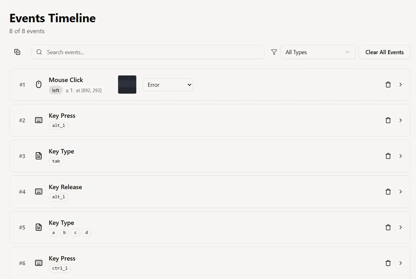 Events Timeline | Re2 - Record & Replay